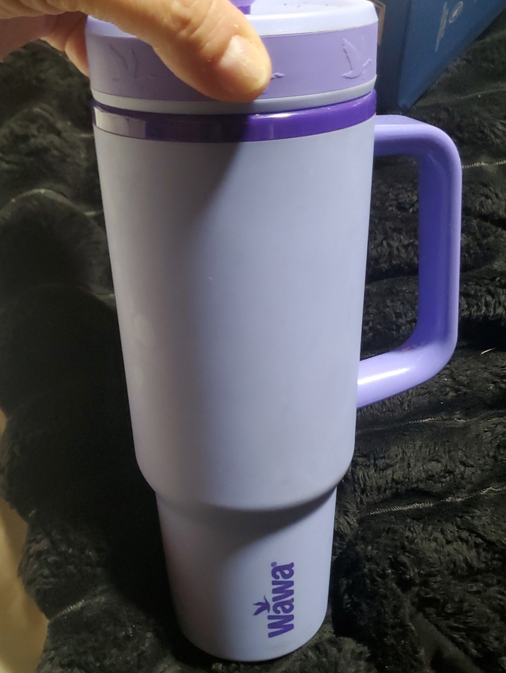 Lavender Travel Mug with Handle And Plastiv Straw "WAWA" Logo